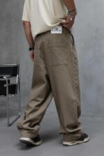 Мужские Бежевые Джинсы Багги - Широкие Габардиновые
