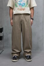 Мужские Бежевые Джинсы Багги - Широкие Габардиновые