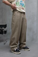 Мужские Бежевые Джинсы Багги - Широкие Габардиновые