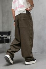 Мужские Джинсы Багги Бронзовые - Широкие Габардиновые