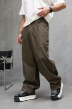 Мужские Джинсы Багги Бронзовые - Широкие Габардиновые