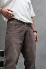 Мужские Графитовые Джинсы Прямого Кроя - Свободные с Грязным Эффектом