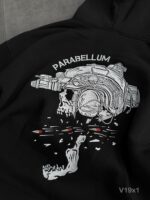 Мужское Черное Худи Оверсайз с Вышивкой на Спине - Утепленное на Флисе