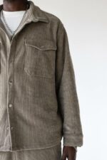 Мужская Оливковая Вельветовая Рубашка Оверсайз на Кнопках