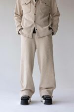 Мужские Широкие Вельветовые Бежевые Штаны