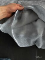 Мужское Худи Серое Меланж с Вышивкой на Спине Оверсайз (На Флисе)