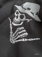 Мужское Темно-Серое Худи с Вышивкой на Спине Оверсайз (На Флисе)