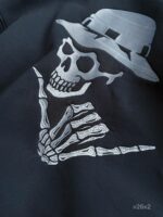 Мужское Графитовое Худи Оверсайз с Вышивкой Скелет (На Флисе)