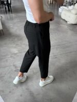 Мужские Свободные Классические Черные Штаны Брюки Мом со Складками