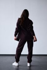 Женский Теплый Флисовый Коричневый Костюм - Рубашка + Штаны Джоггеры