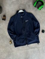 Мужская Теплая Флисовая Темно-Синяя Кофта под Горло на Молнии - Флиска с Вышивкой и Фиксаторами