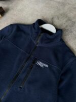 Мужская Теплая Флисовая Темно-Синяя Кофта под Горло на Молнии - Флиска с Вышивкой и Фиксаторами