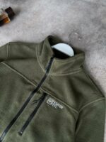 Мужская Теплая Флисовая Кофта Хаки под Горло на Молнии - Флиска с Вышивкой и Фиксаторами