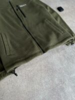 Мужская Теплая Флисовая Кофта Хаки под Горло на Молнии - Флиска с Вышивкой и Фиксаторами