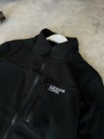 Мужская Теплая Флисовая Черная Кофта под Горло на Молнии - Флиска с Вышивкой и Фиксаторами