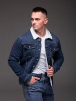 Мужская Синяя Джинсовка Варенка Оверсайз - Джинсовая Куртка на Меху