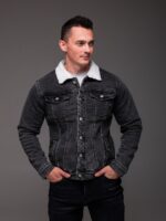 Мужская Графитовая Джинсовка Варенка Оверсайз - Джинсовая Куртка на Меху