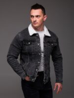 Мужская Графитовая Джинсовка Варенка Оверсайз - Джинсовая Куртка на Меху