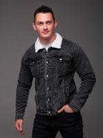 Мужская Графитовая Джинсовка Варенка Оверсайз - Джинсовая Куртка на Меху