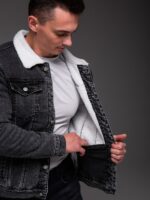 Мужская Графитовая Джинсовка Варенка Оверсайз - Джинсовая Куртка на Меху