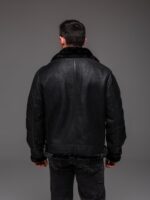 Мужская Теплая Зимняя Черная Дубленка с Мехом на Молнии