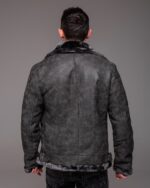 Мужская Теплая Зимняя Графитовая Дубленка с Мехом на Молнии