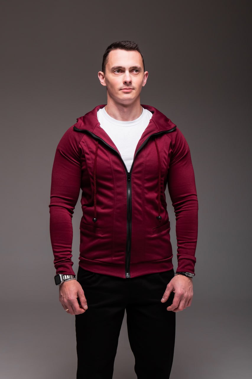 photo_2026-01-09_13-05-58 Мужское Красное Зип Худи на Молнии - Кофта Зипка с Капюшоном