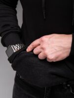 Мужское Базовое Черное Худи Теплое на Флисе с Надписью