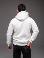 Мужское Базовое Белое Худи Теплое на Флисе с Надписью