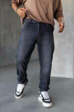 Мужские Свободные Графитовые Джинсы Loose Fit Прямого Кроя