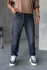 Мужские Свободные Графитовые Джинсы Loose Fit Прямого Кроя