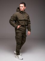 Мужской Теплый Костюм Хаки Softshell на Флисе (Анорак + Штаны)