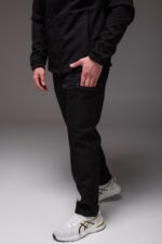 Мужской Теплый Черный Костюм Softshell на Флисе - Ветровка + Штаны