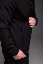 Мужской Теплый Черный Костюм Softshell на Флисе - Ветровка + Штаны