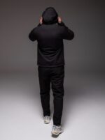 Мужской Теплый Черный Костюм Softshell на Флисе - Ветровка + Штаны