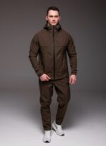 Мужской Теплый Костюм Хаки Softshell на Флисе - Ветровка + Штаны