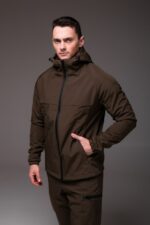Мужской Теплый Костюм Хаки Softshell на Флисе - Ветровка + Штаны