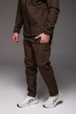 Мужской Теплый Костюм Хаки Softshell на Флисе - Ветровка + Штаны