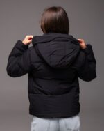 Женская Демисезонная Стеганая Черная Куртка с Капюшоном