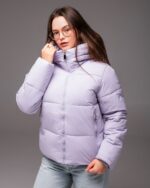 Женская Демисезонная Стеганая Лавандовая Куртка с Капюшоном