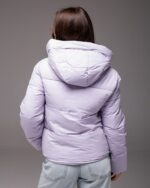 Женская Демисезонная Стеганая Лавандовая Куртка с Капюшоном
