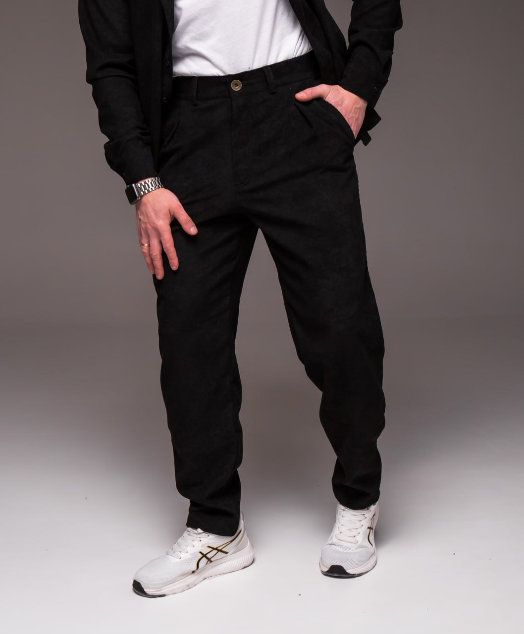 photo_2026-01-10_18-40-57 Мужские Классические Черные Штаны Брюки Вельвет Прямого Кроя