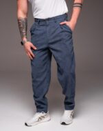 Мужские Классические Синие Штаны Брюки Вельвет Прямого Кроя