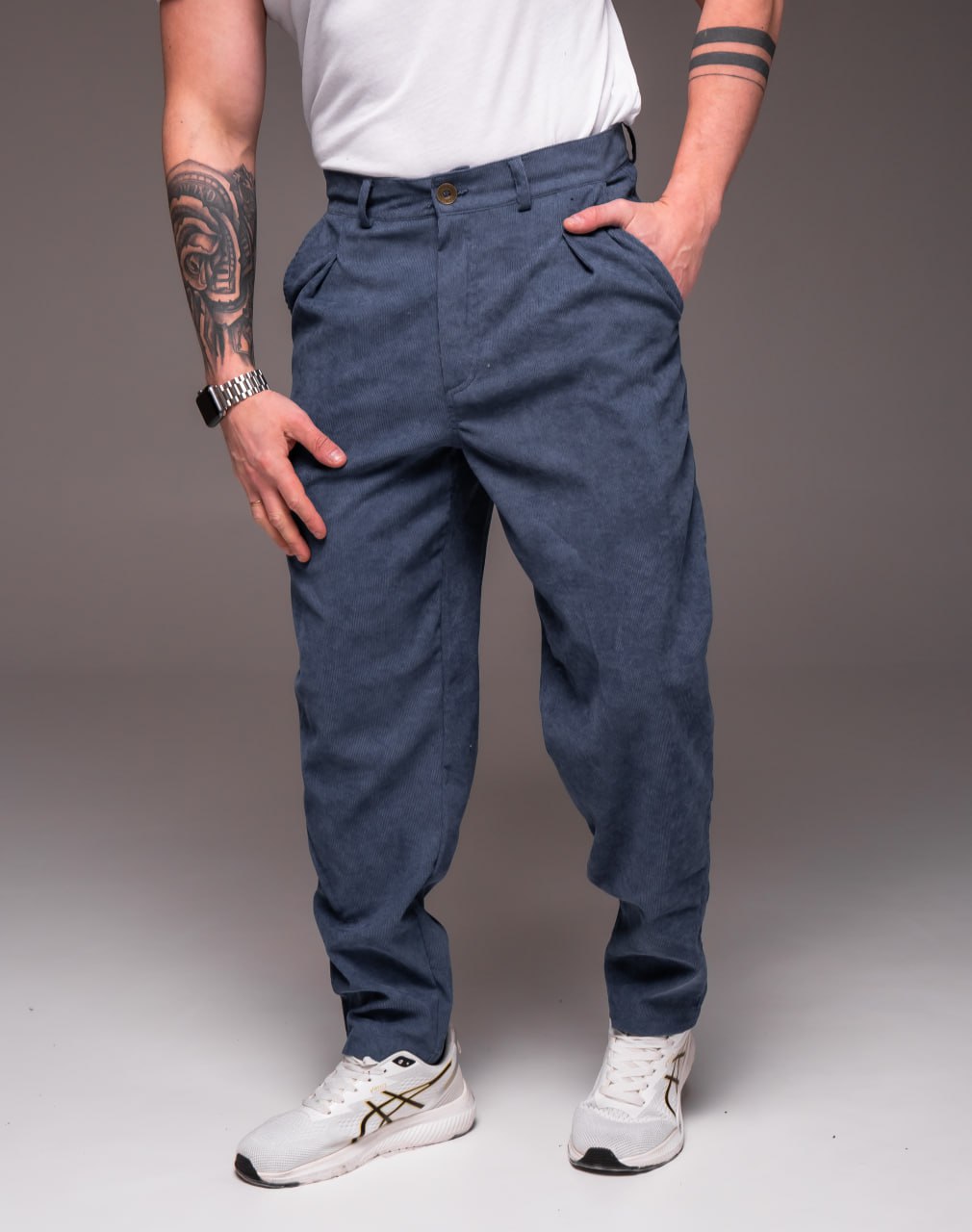 photo_2026-01-10_18-41-08 Мужские Классические Синие Штаны Брюки Вельвет Прямого Кроя