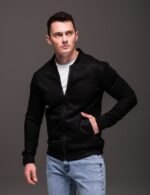 Мужской Классический Замшевый Черный Бомбер Кэжуал на Молнии