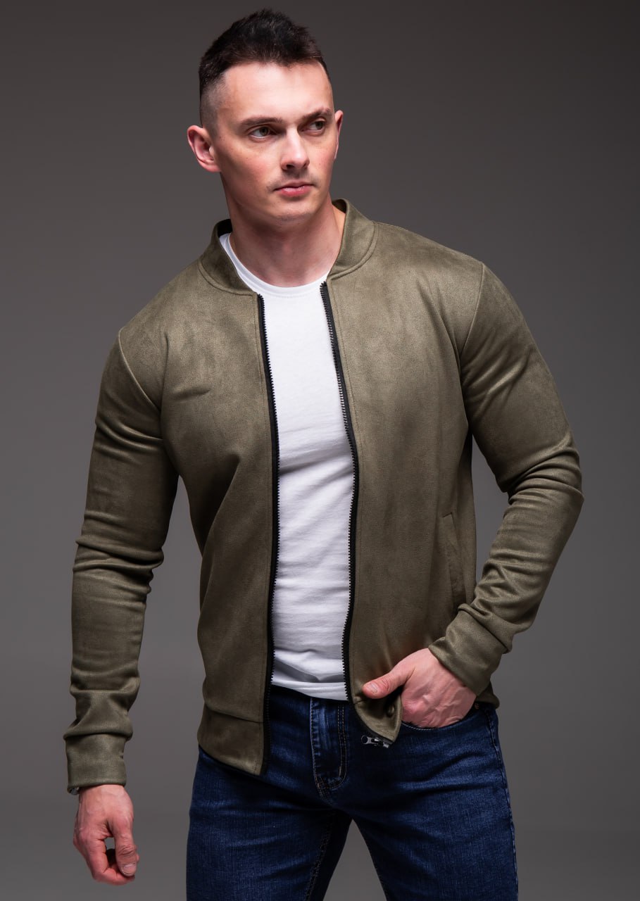 photo_2026-01-11_10-34-02 Мужской Классический Замшевый Бомбер Хаки Кэжуал на Молнии