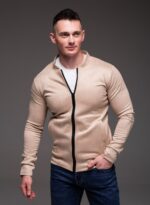 Мужской Классический Замшевый Бежевый Бомбер Кэжуал на Молнии