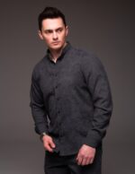 Мужская Базовая Графитовая Рубашка Вельвет на Пуговицах