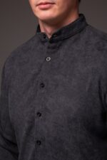 Мужская Базовая Графитовая Рубашка Вельвет на Пуговицах
