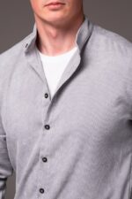 Мужская Базовая Серая Рубашка Вельвет на Пуговицах